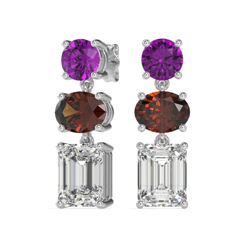 Three-Stone Dangle Earrings