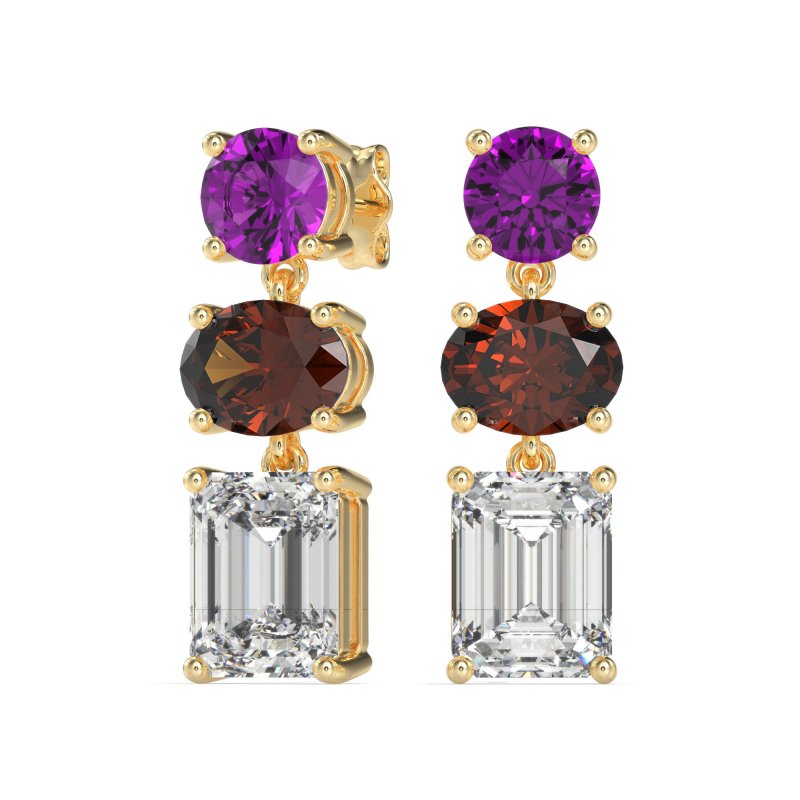 Three-Stone Dangle Earrings