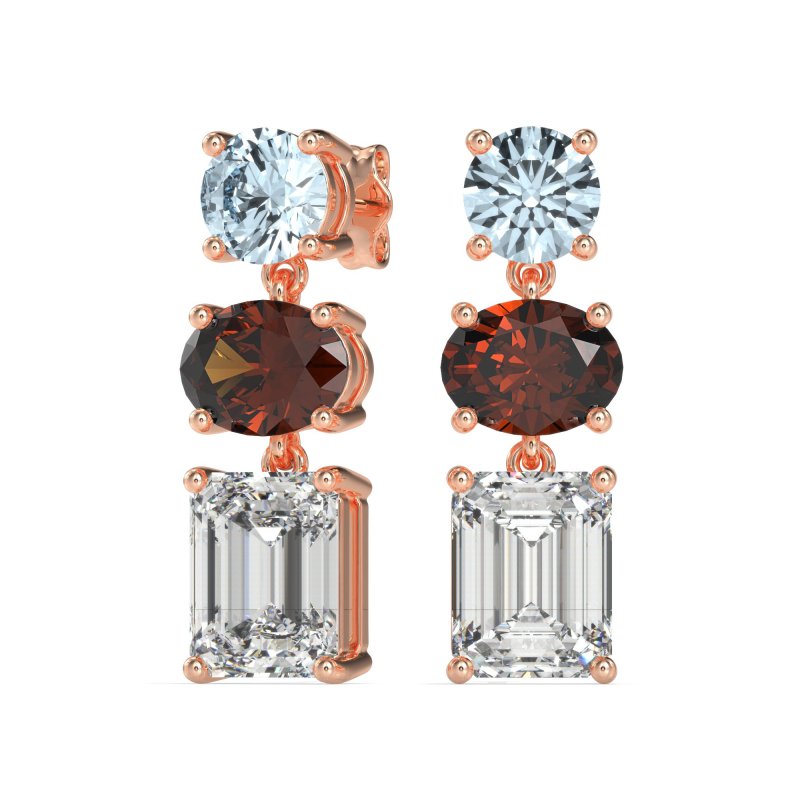 Three-Stone Dangle Earrings