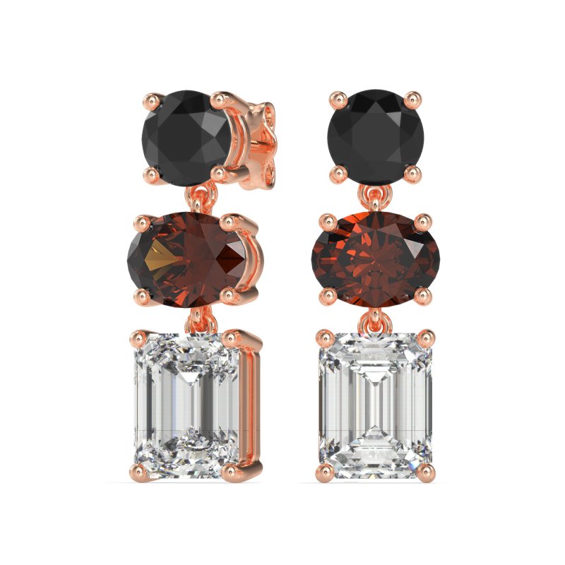 Three-Stone Dangle Earrings