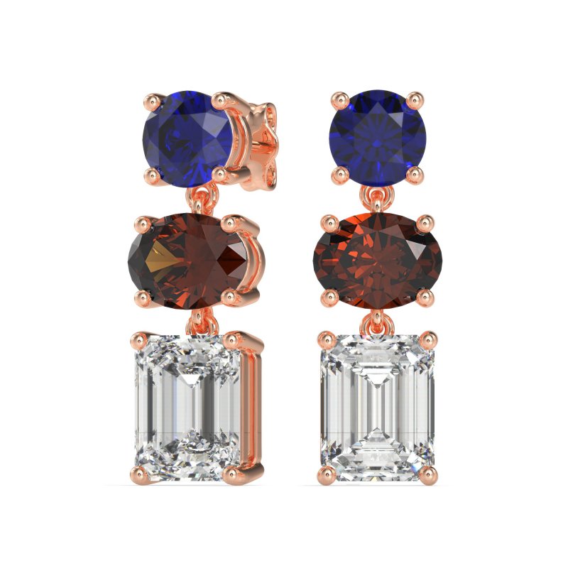 Three-Stone Dangle Earrings