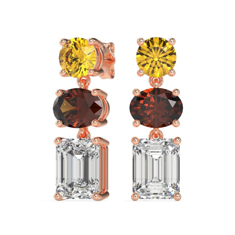 Three-Stone Dangle Earrings