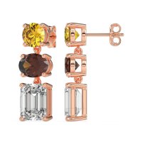 Three-Stone Dangle Earrings
