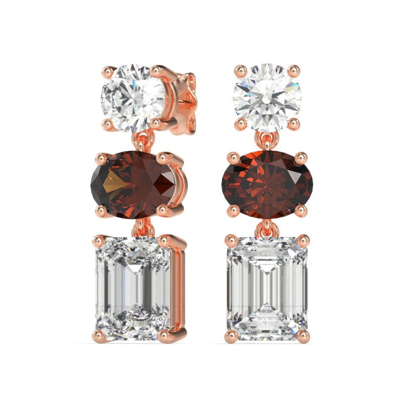 Three-Stone Dangle Earrings