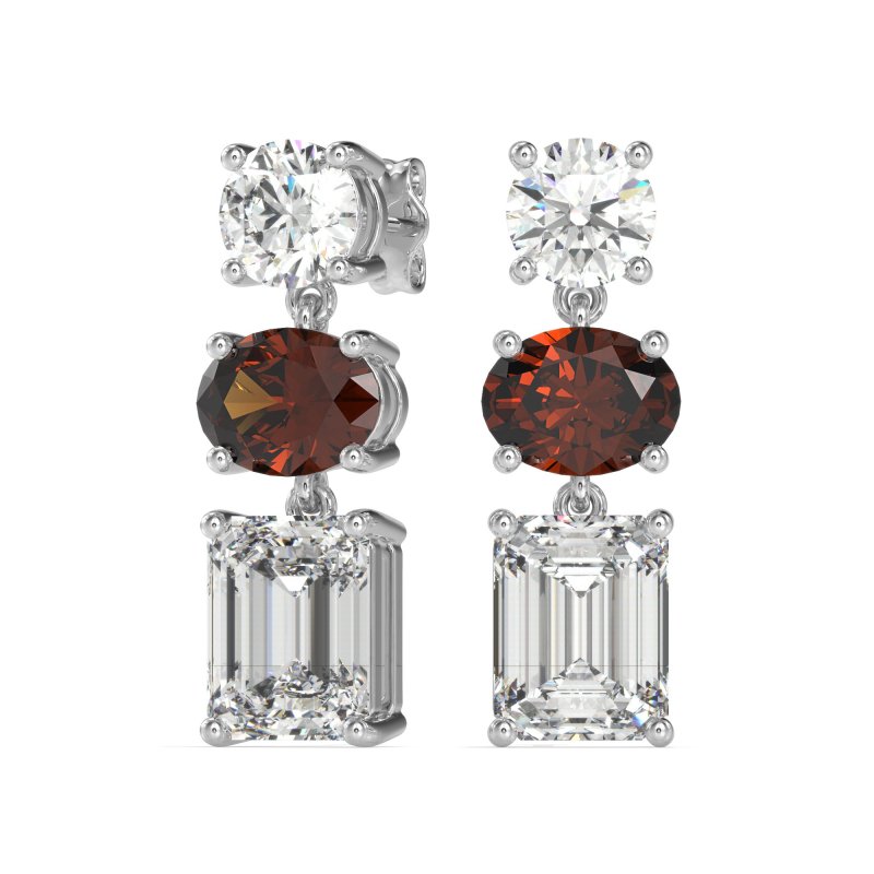 Three-Stone Dangle Earrings