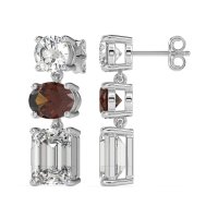 Three-Stone Dangle Earrings