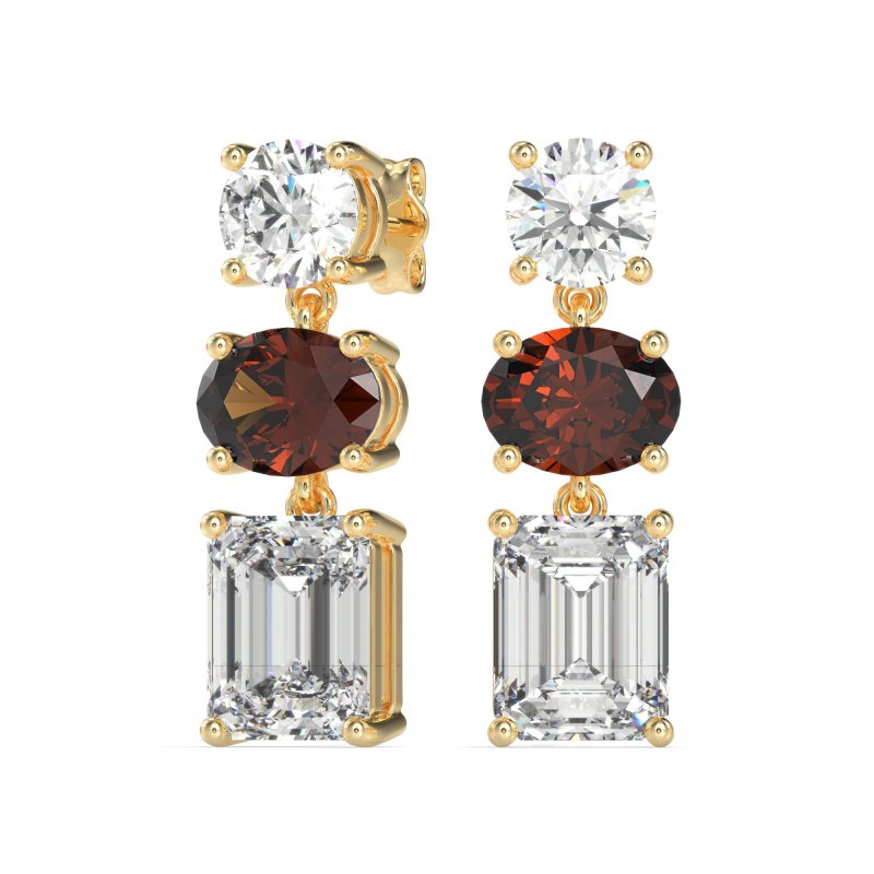 Three-Stone Dangle Earrings