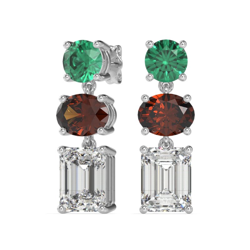 Three-Stone Dangle Earrings