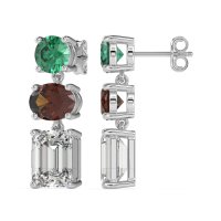 Three-Stone Dangle Earrings