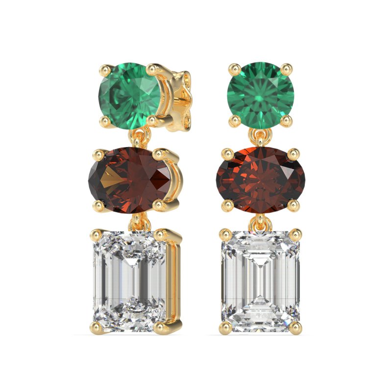 Three-Stone Dangle Earrings