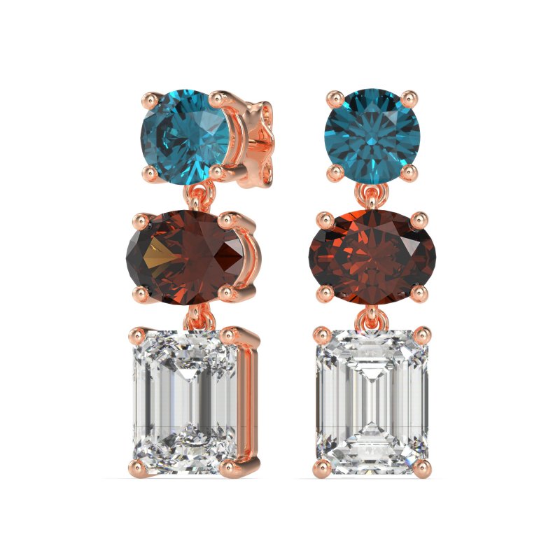 Three-Stone Dangle Earrings