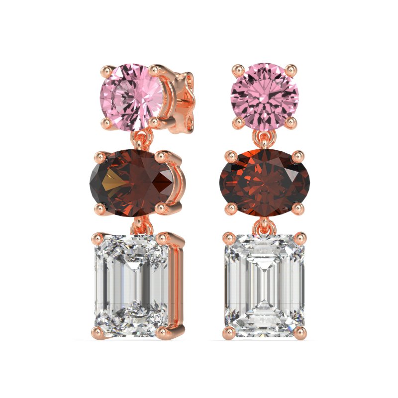 Three-Stone Dangle Earrings