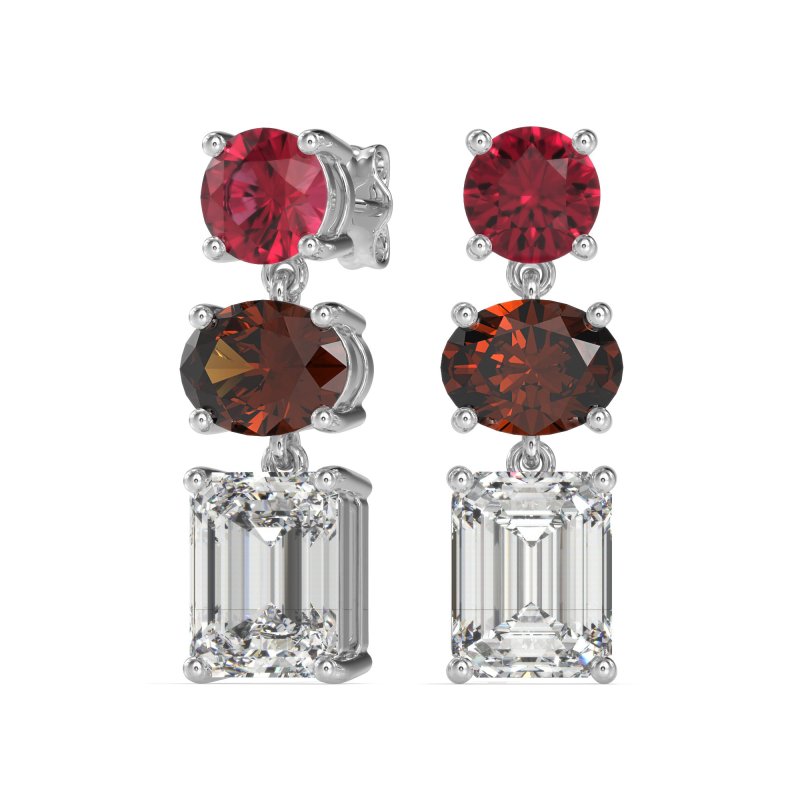 Three-Stone Dangle Earrings