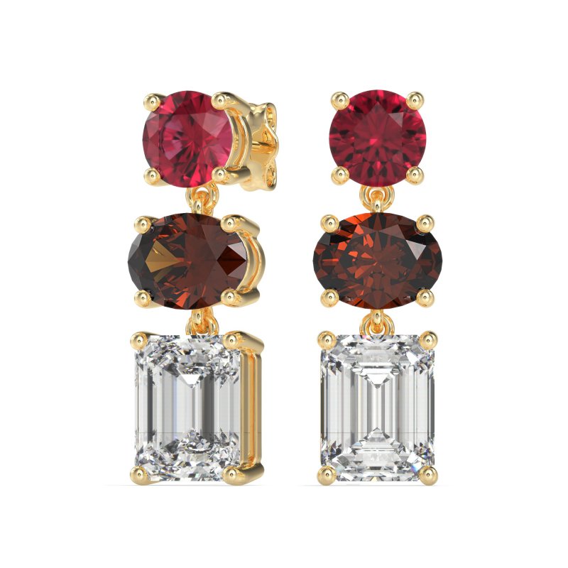 Three-Stone Dangle Earrings