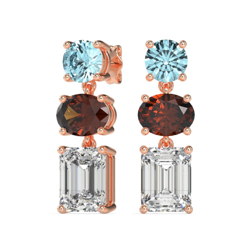 Three-Stone Dangle Earrings