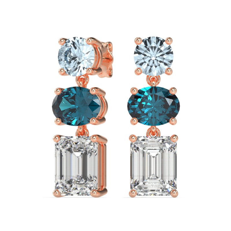 Three-Stone Dangle Earrings
