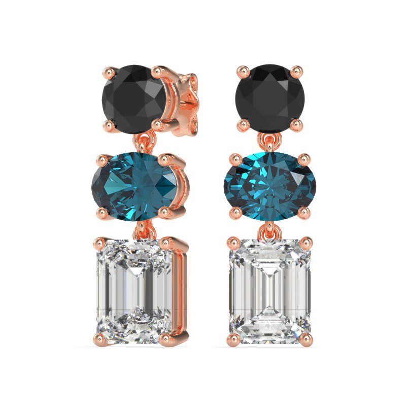 Three-Stone Dangle Earrings