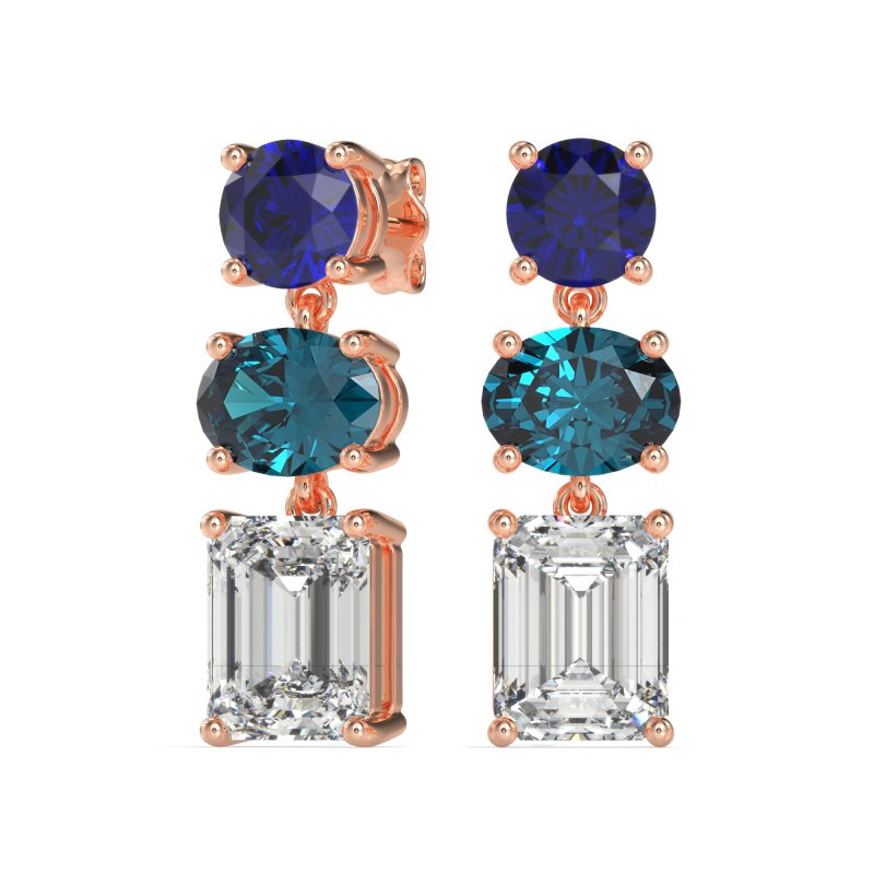 Three-Stone Dangle Earrings