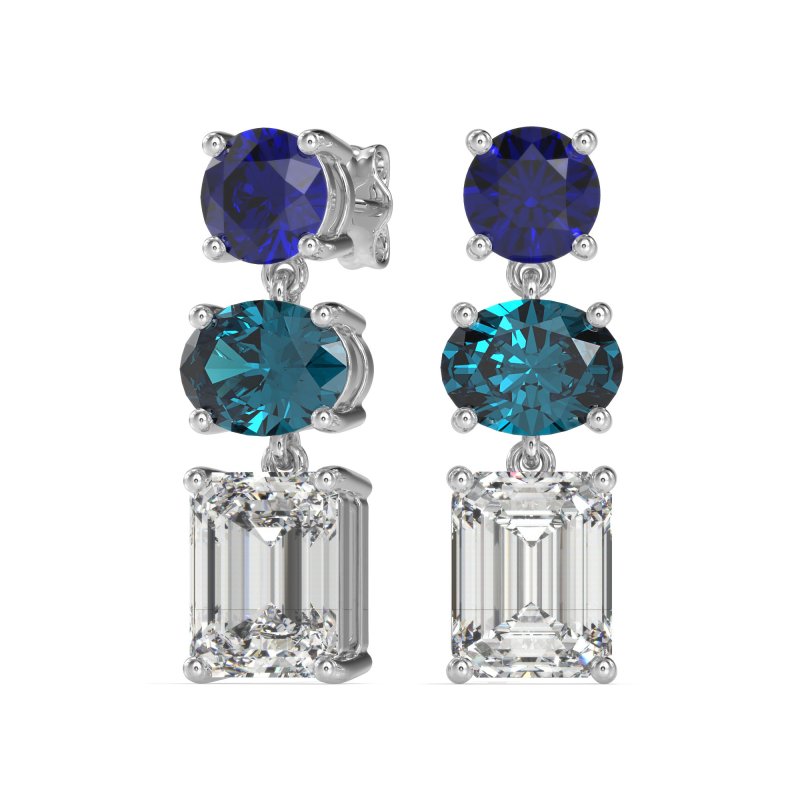 Three-Stone Dangle Earrings
