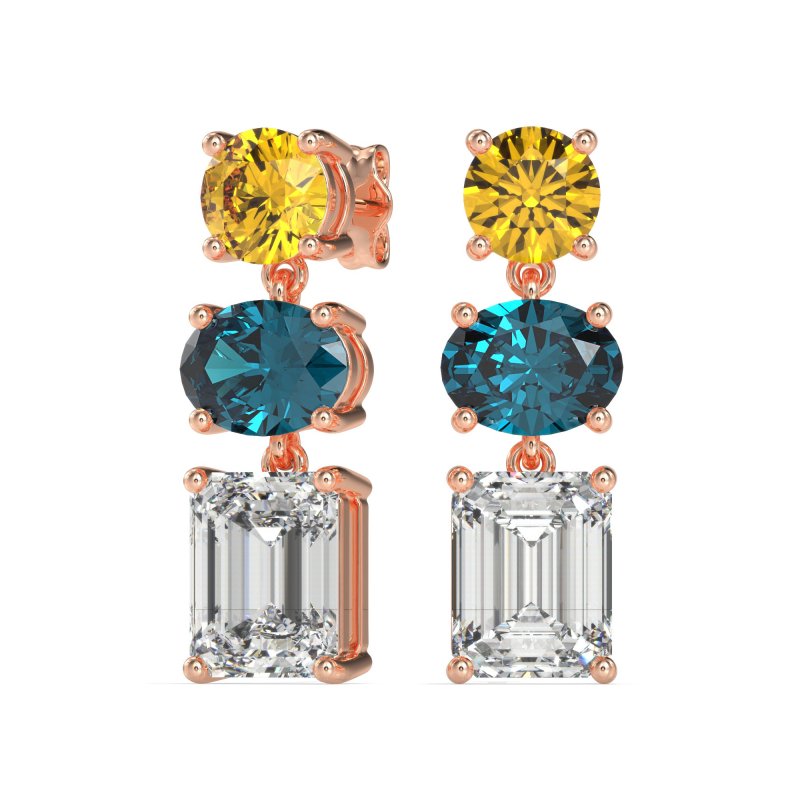 Three-Stone Dangle Earrings