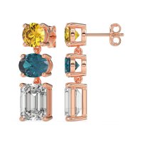Three-Stone Dangle Earrings