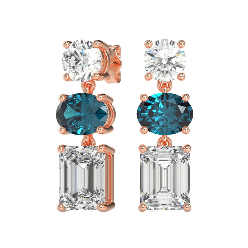 Three-Stone Dangle Earrings