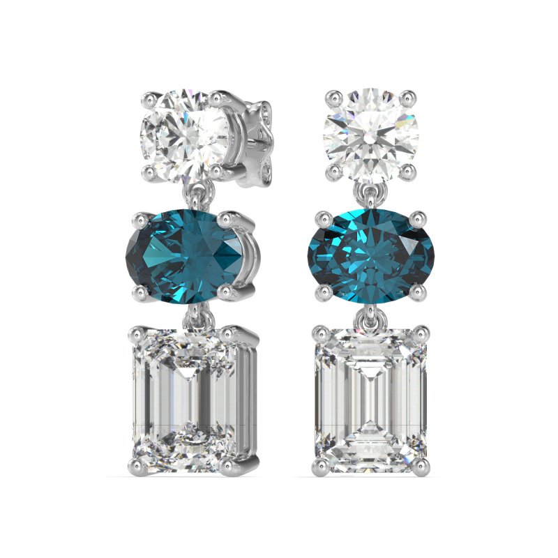 Three-Stone Dangle Earrings
