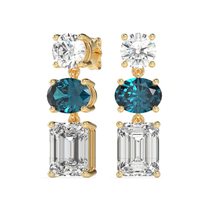 Three-Stone Dangle Earrings