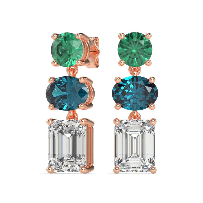 Three-Stone Dangle Earrings