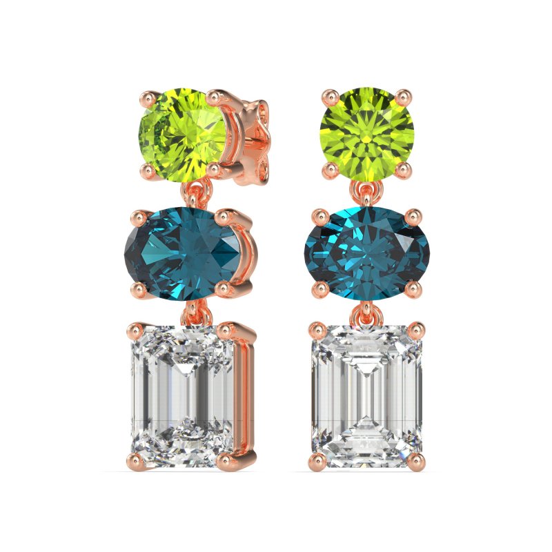 Three-Stone Dangle Earrings