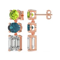 Three-Stone Dangle Earrings