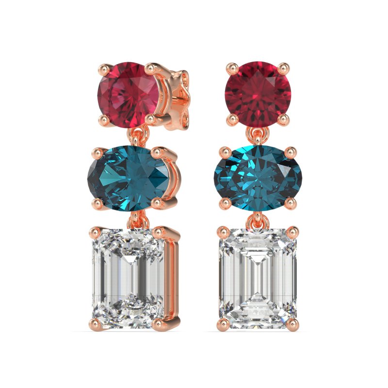 Three-Stone Dangle Earrings