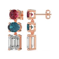 Three-Stone Dangle Earrings
