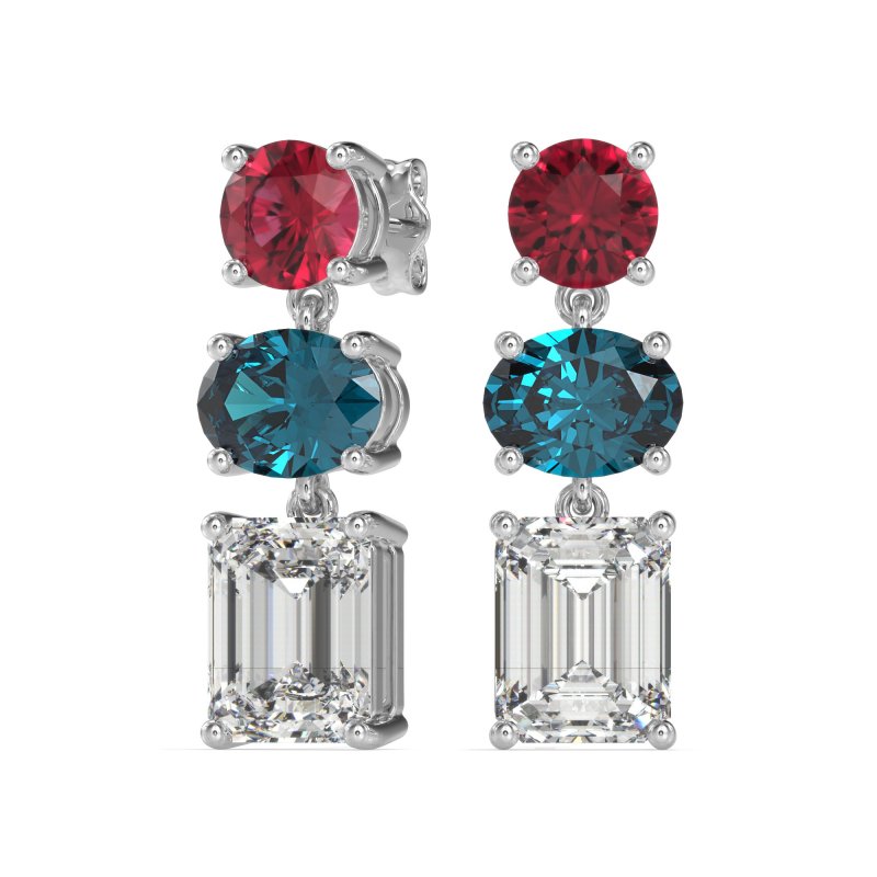 Three-Stone Dangle Earrings