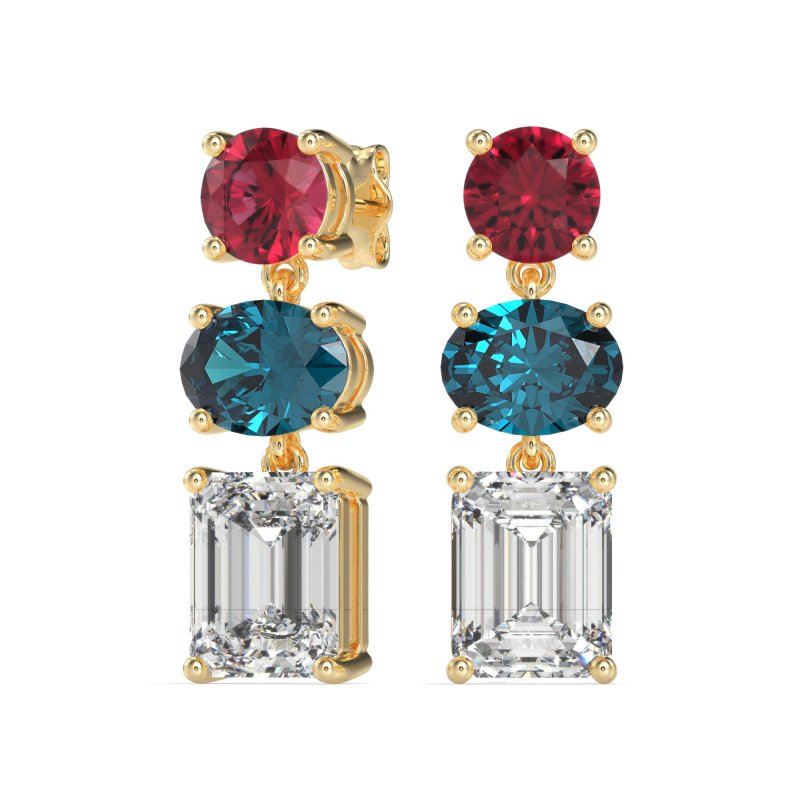 Three-Stone Dangle Earrings