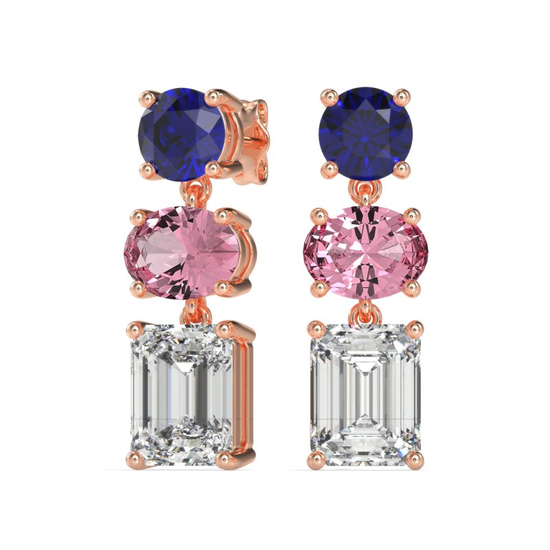 Three-Stone Dangle Earrings