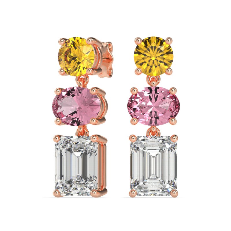 Three-Stone Dangle Earrings
