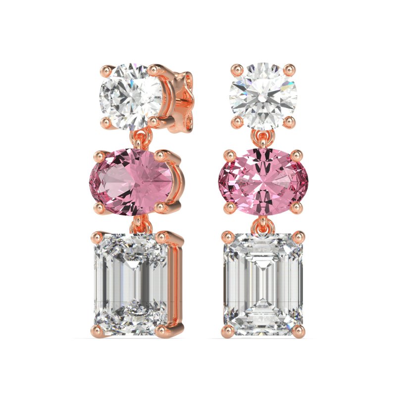 Three-Stone Dangle Earrings