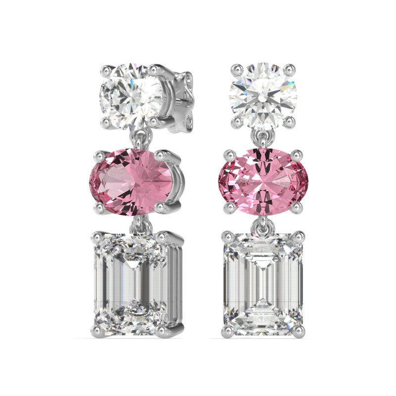 Three-Stone Dangle Earrings