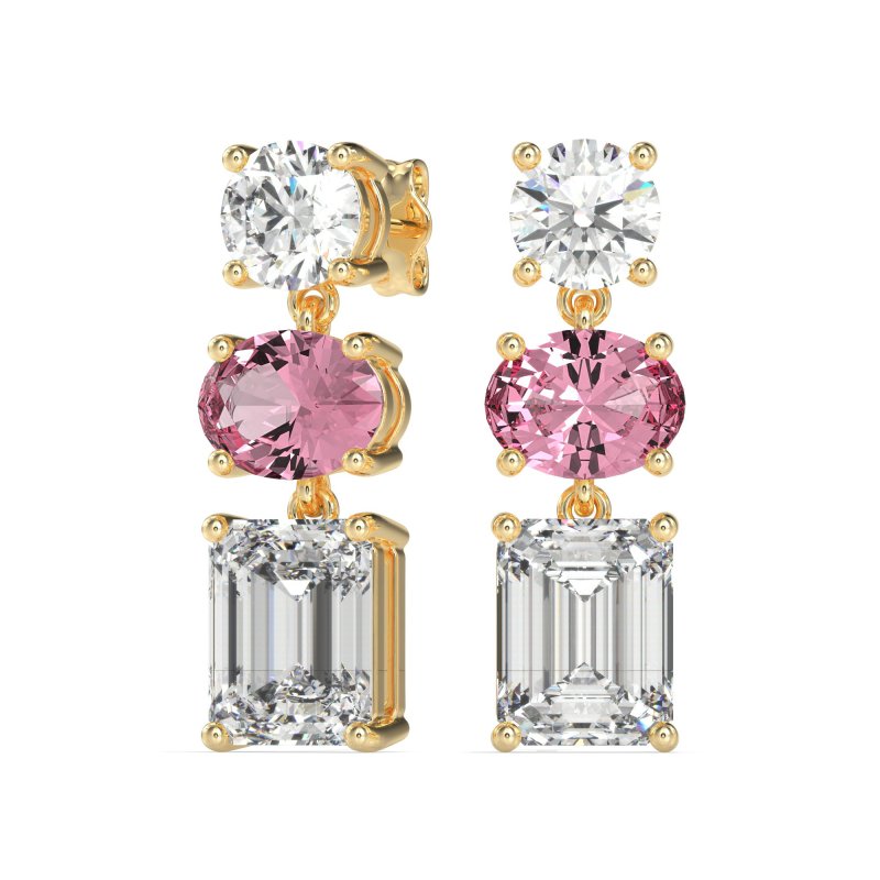 Three-Stone Dangle Earrings