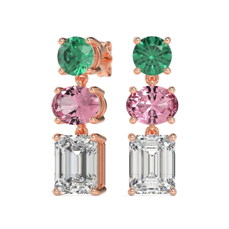 Three-Stone Dangle Earrings