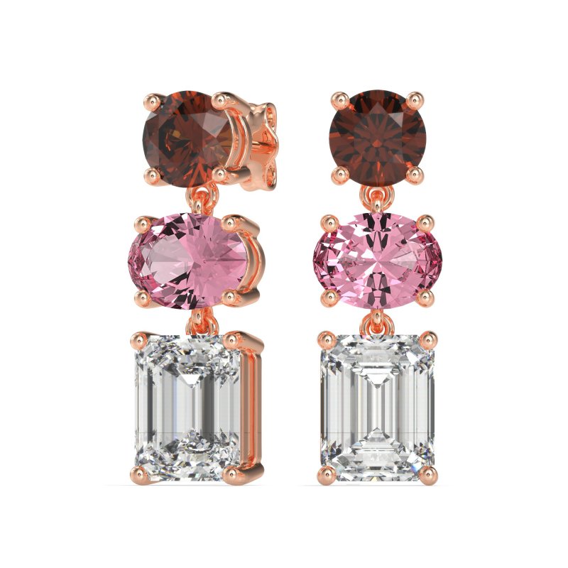 Three-Stone Dangle Earrings
