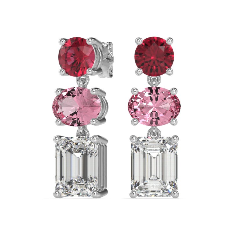 Three-Stone Dangle Earrings