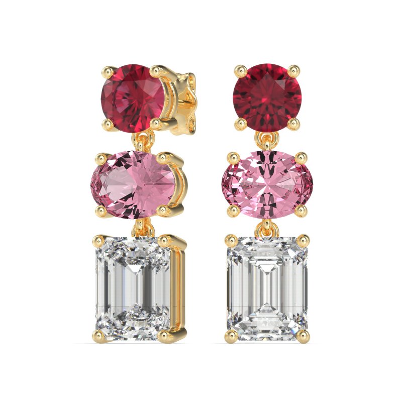 Three-Stone Dangle Earrings