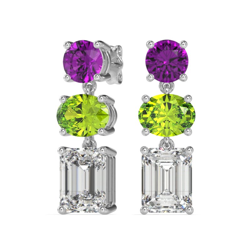 Three-Stone Dangle Earrings