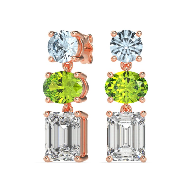 Three-Stone Dangle Earrings