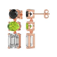 Three-Stone Dangle Earrings
