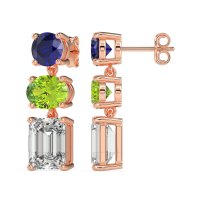 Three-Stone Dangle Earrings