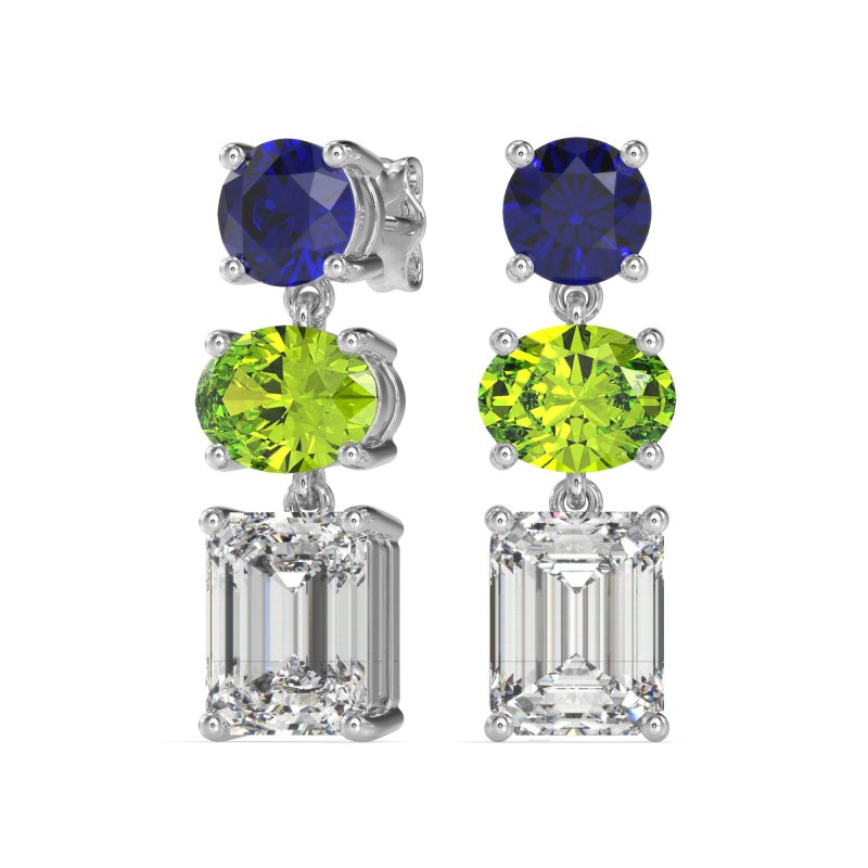 Three-Stone Dangle Earrings