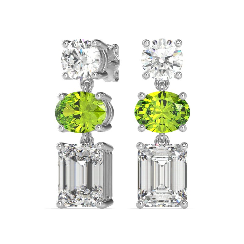 Three-Stone Dangle Earrings